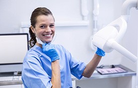 Dental hygienist smiles
